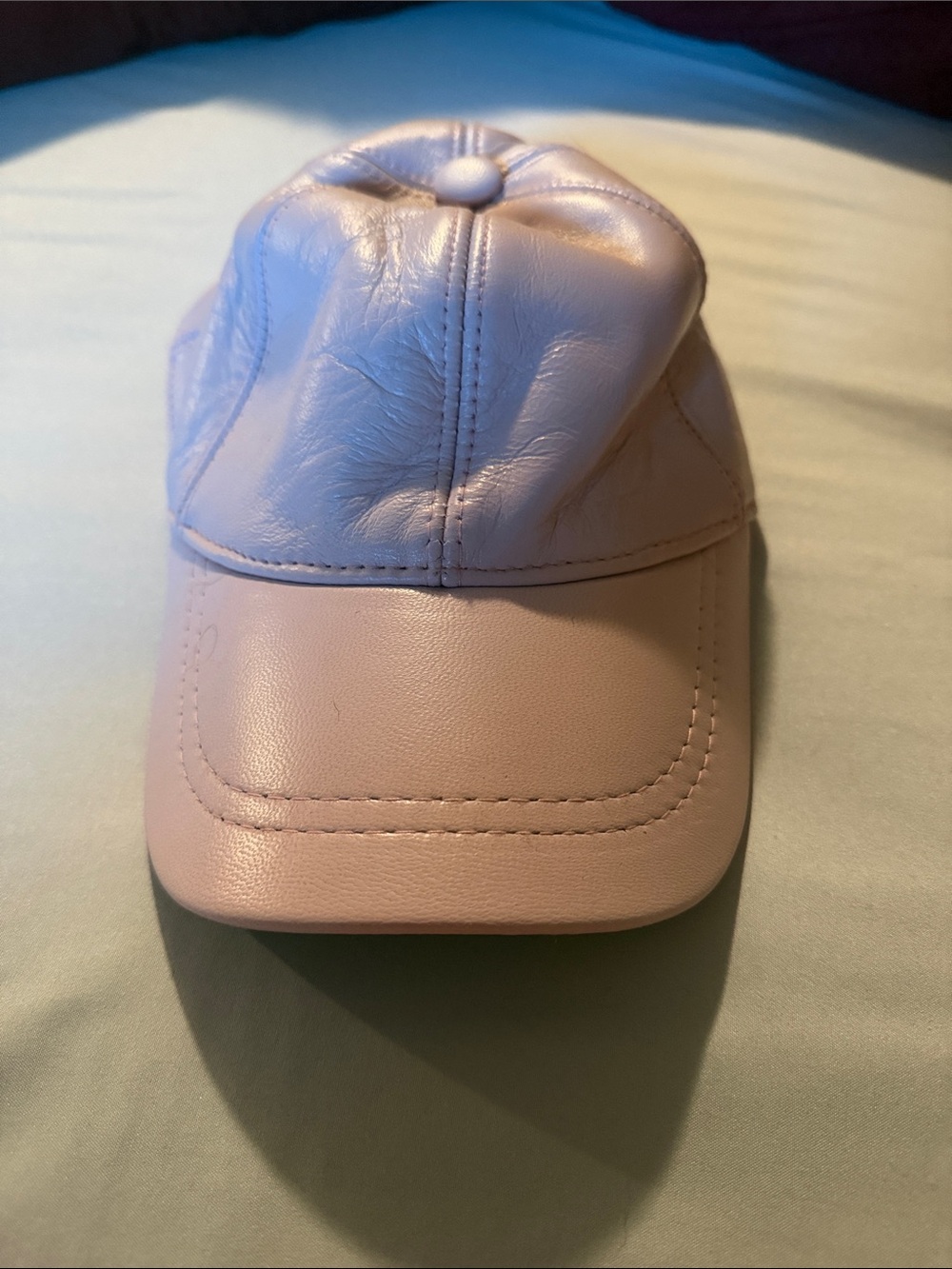 Soft Pink Leather Baseball Cap